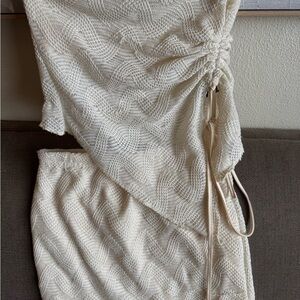 2 Piece Cream Knit Tube Top and Skirt